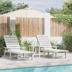 Pliažinės kėdės 2 vnt. Baltos 162x53x98.5 cm HDPE