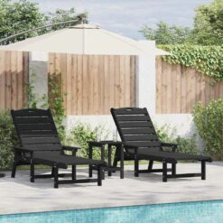 Saulės gultai 2 vnt. Juoda 162 x 53 x 98,5 cm HDPE