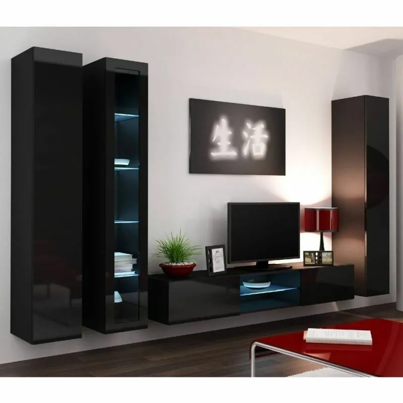 BA-GS111018-4 Moderni sekcija Vigo 17 su vitrina ir lentynomis