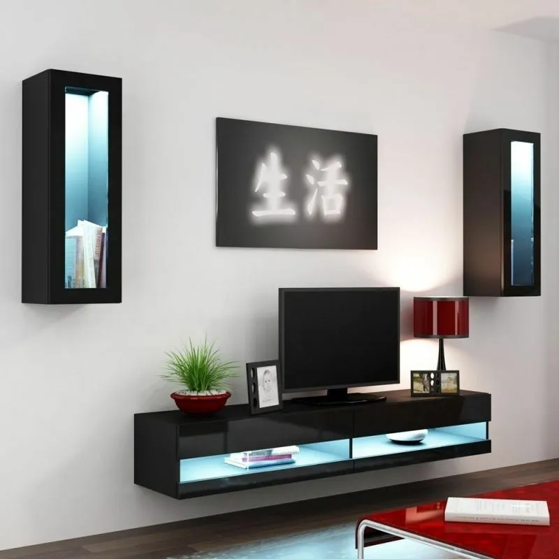 BA-GS111035-4 Moderni sekcija Vigo New 11 su vitrininėmis spintelėmis