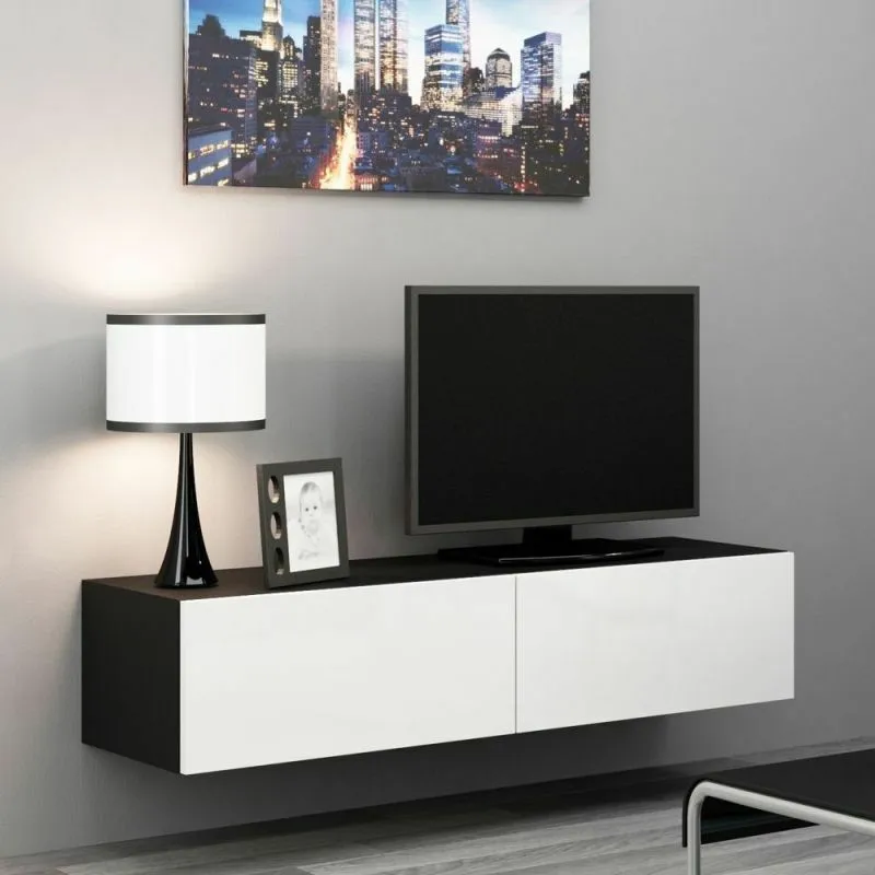 BA-GS111045-3 Modernus TV staliukas Vigo 140 su juoda ir medžio apdaila