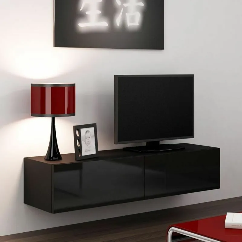 BA-GS111045-4 Modernus TV staliukas Vigo 140 su juodu korpusu