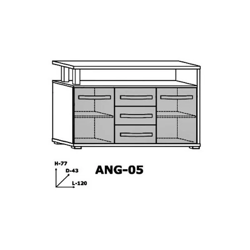 BA-GS118009-2 Balta komoda Angel Ang-05 su moderniomis rankenomis