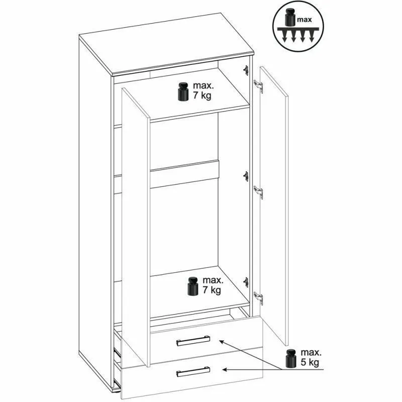 BA-GS125593-2 Moderni balta spinta Amazon 20 su juodomis rankenomis