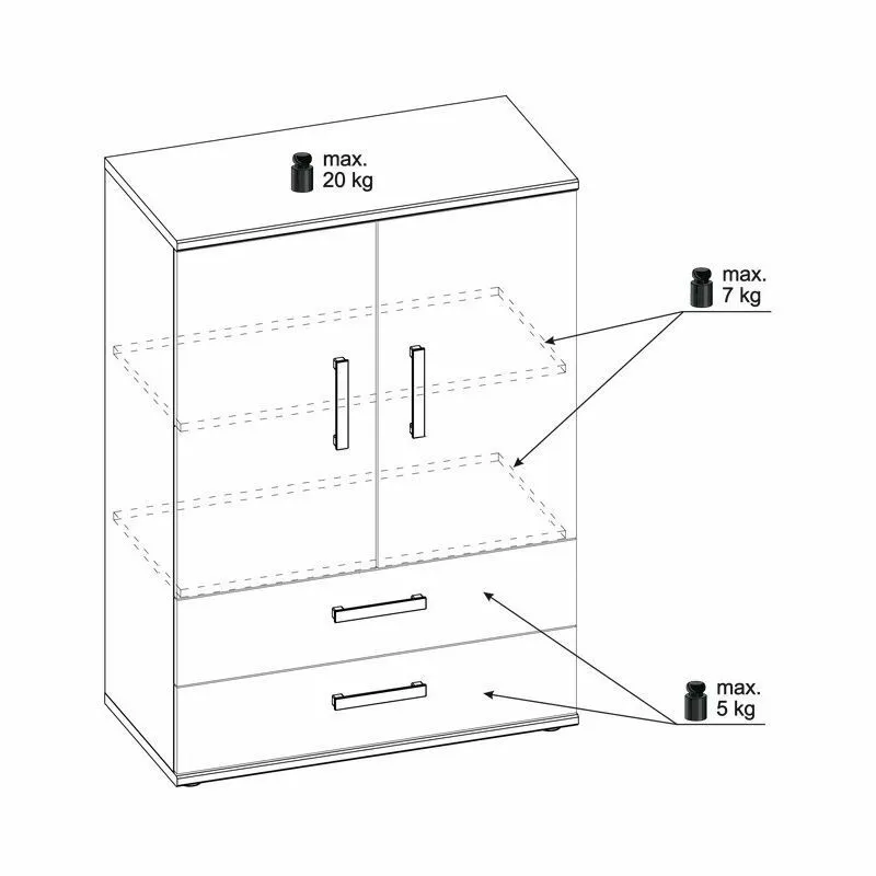 BA-GS125598-2 Moderni komoda Amazon 32 su stalčiais ir lentynomis