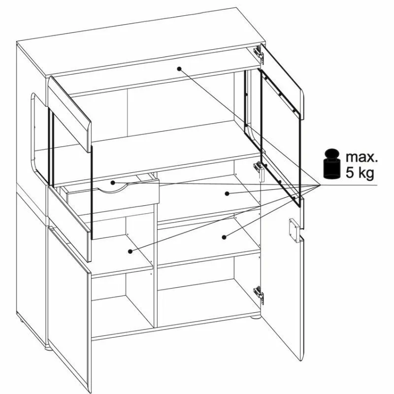 BA-GS126711-2 Moderni vitrina Linate 33 su stiklinėmis durelėmis