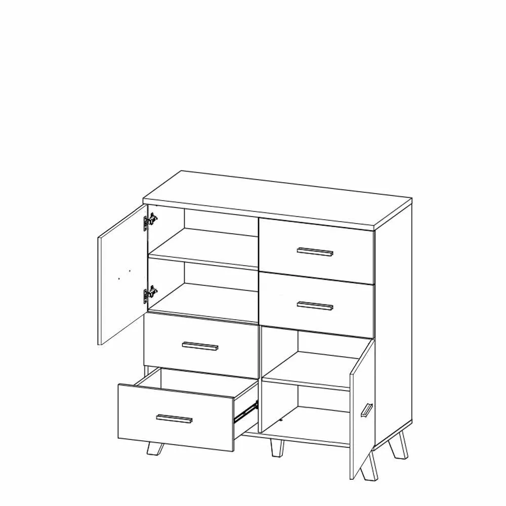 BA-GS136356-2 Moderni komoda Lotta 110 su dviem durelėmis ir stalčiais