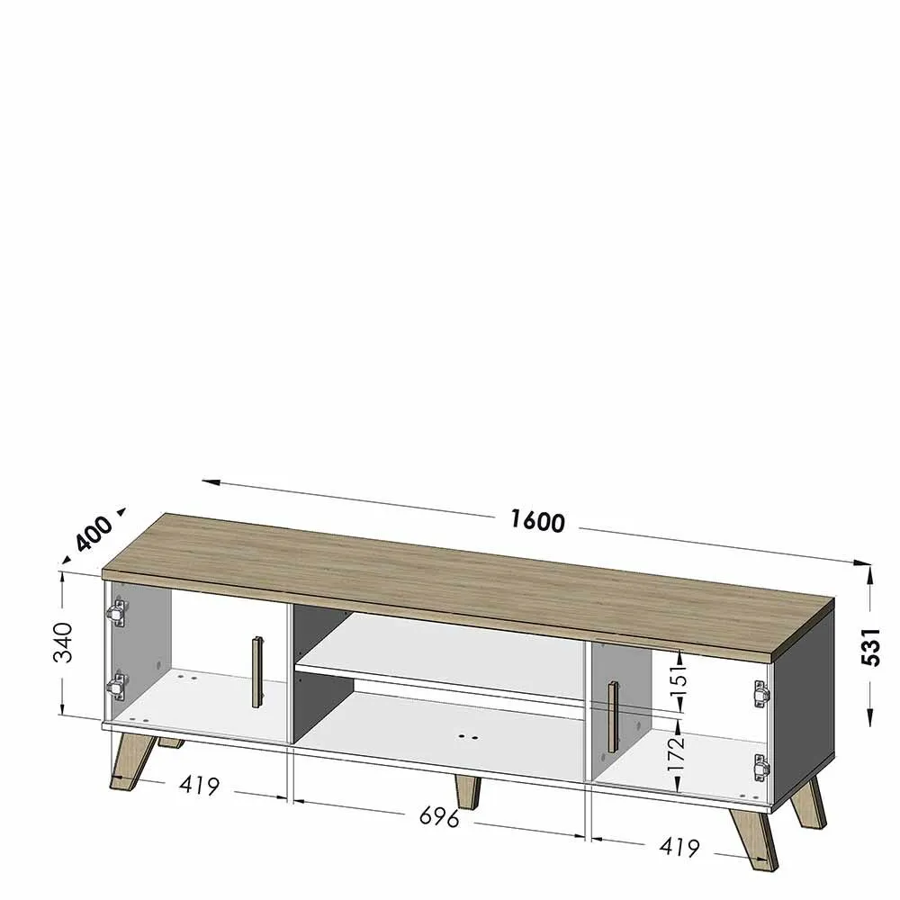 BA-GS136361-2 Modernus TV staliukas Lotta 160 su dviem durelėmis ir lentynomis