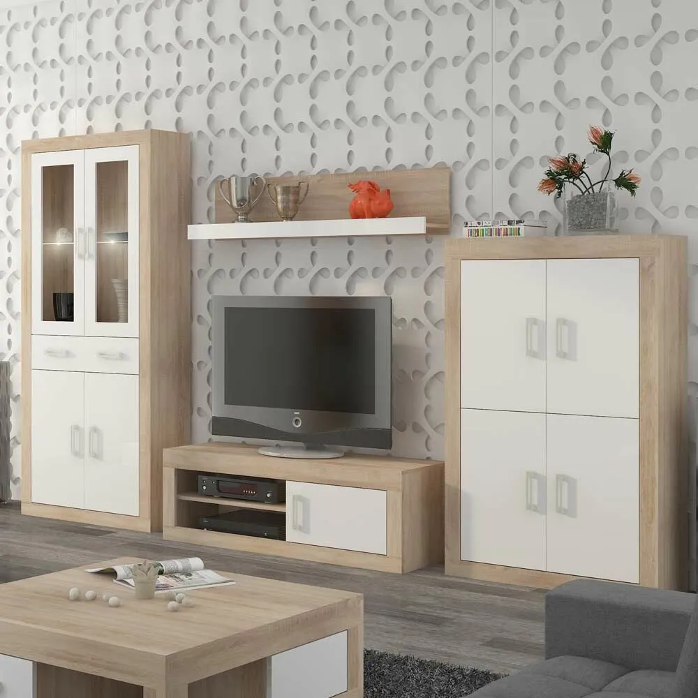 BA-GS138530-4 Moderni sekcijos komplekto Verin balta ir medžio spalvų kompozicija