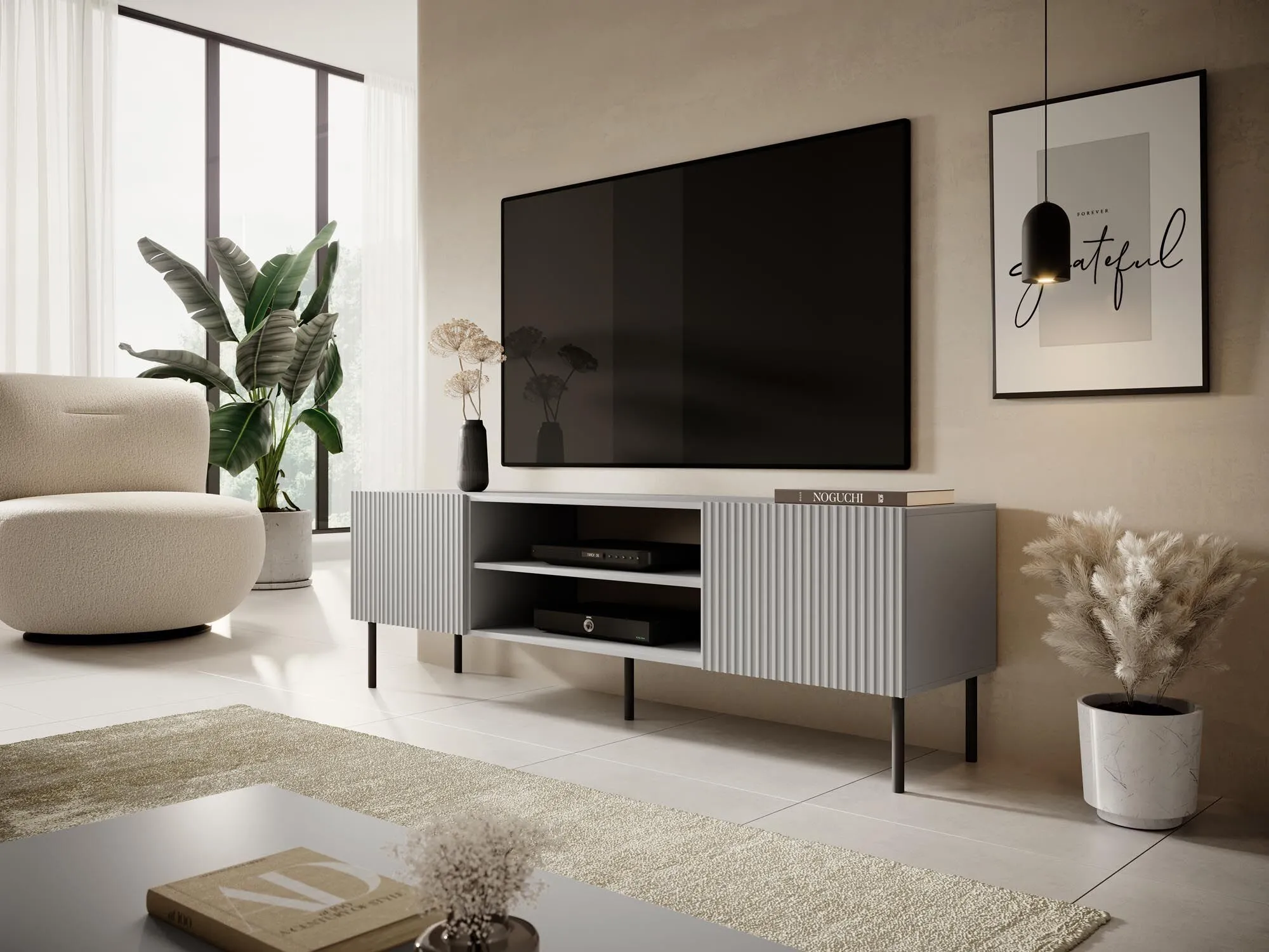 BA-HA105341-4 Modernus TV staliukas HA105341 su lentynomis ir stalčiais