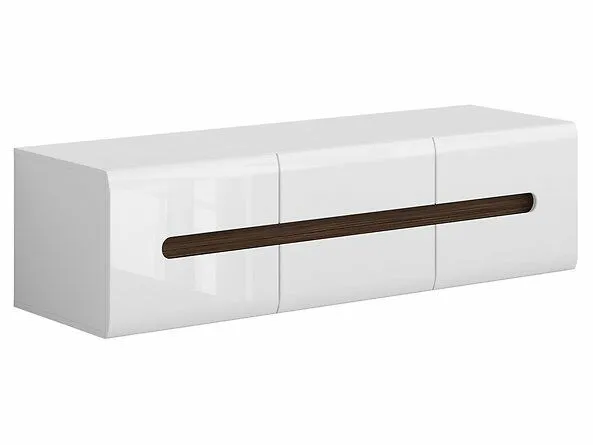 BA-IK100494-3 Modernus baltas TV staliukas su dviem durelėmis ir stalčiais