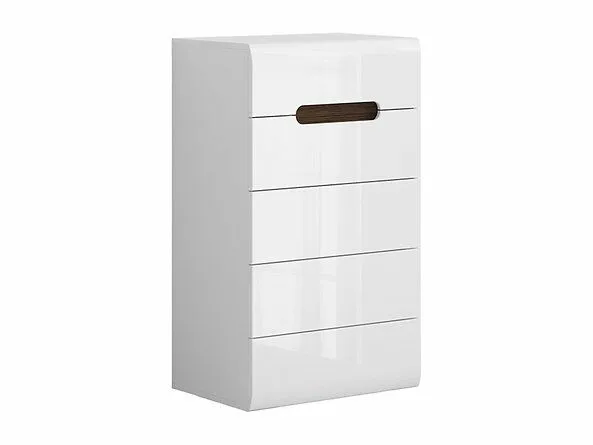 BA-IK100504-2 Balta komoda su stalčiais ir minimalistiniu dizainu
