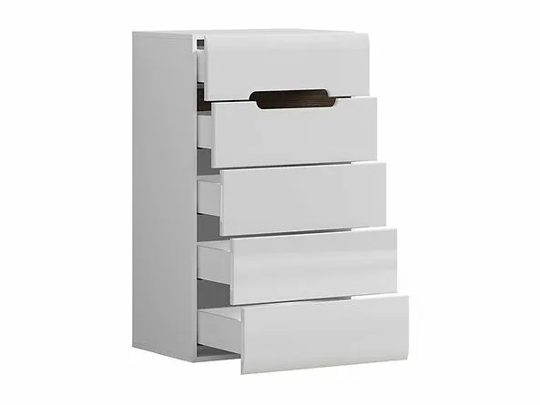 BA-IK100504-3 Balta komoda 5S/10/6-BI/BIP su stalčiais ir durelėmis