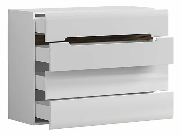 BA-IK100505-3 Balta komoda 4S/8/11-BI/BIP su moderniomis rankenomis