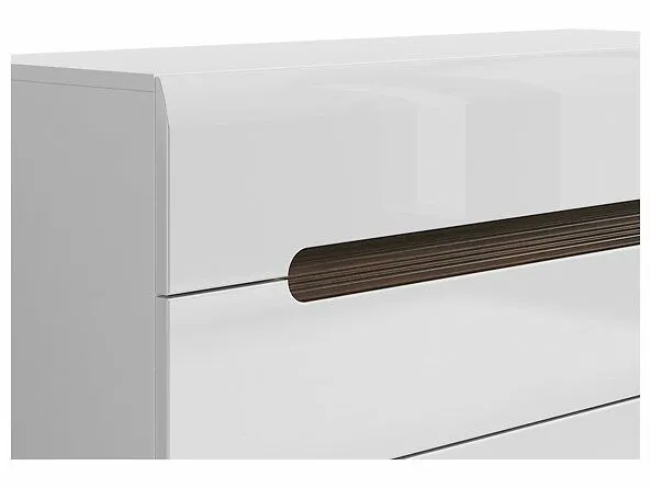 BA-IK100505-4 Balta komoda su stalčiais ir moderniu dizainu