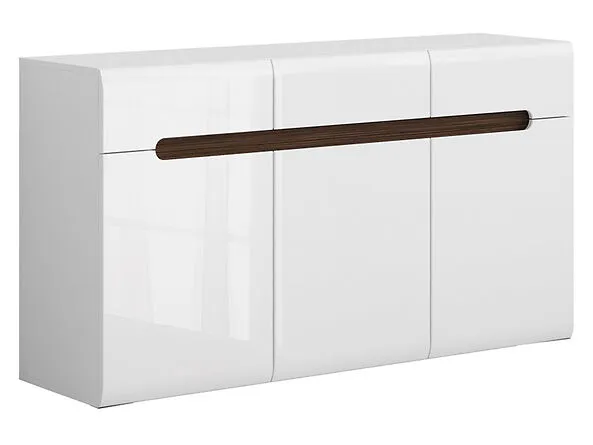 BA-IK100506-2 Moderni balta komoda 3D3S su erdviomis durelėmis ir stalčiais