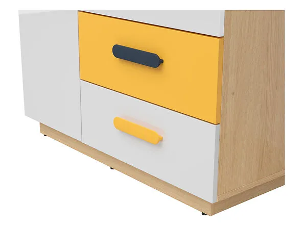 BA-IK100535-4 Moderni balta komoda su dviem durimis ir stalčiais