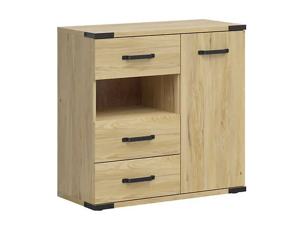 BA-IK100553-2 Moderni komoda 1D3S-JBE su stalčiais ir durelėmis