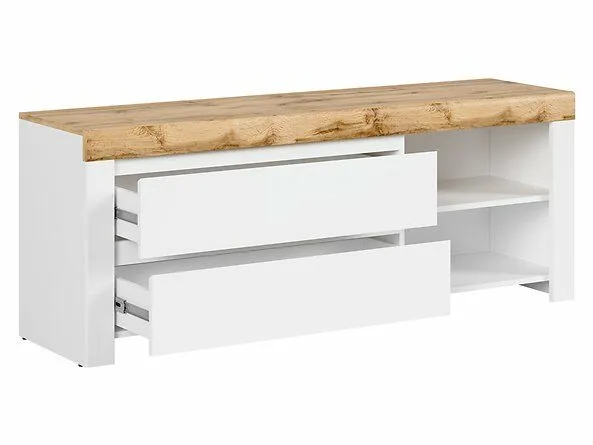 BA-IK100608-3 Modernus TV staliukas su dviem stalčiais ir medžio imitacija
