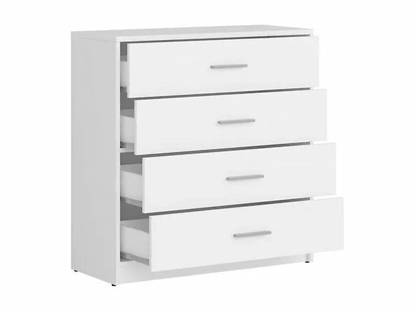 BA-IK100661-3 Balta komoda 4S-BI su keturiais stalčiais moderniam interjerui