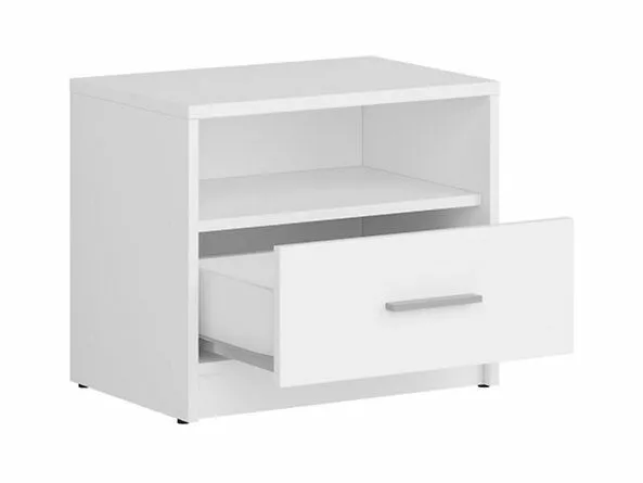 BA-IK100663-3 Balta komoda 1S-BI su vienu stalčiumi moderniame interjere