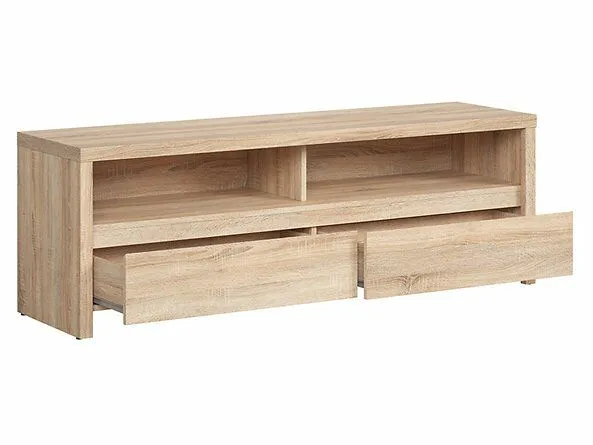 BA-IK100754-3 Modernus TV staliukas su dviem stalčiais ir medžio apdaila