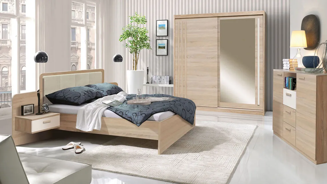 BA-IK100983-5 Moderni komoda EF2 su elegantiškomis durelėmis ir stalčiais