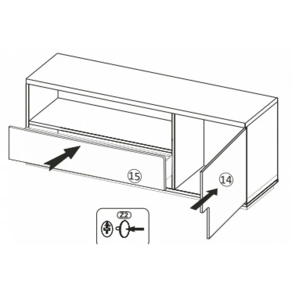 BA-IK101564-2 Moderni TV spintelė su lentynomis ir dekoratyvinėmis detalėmis
