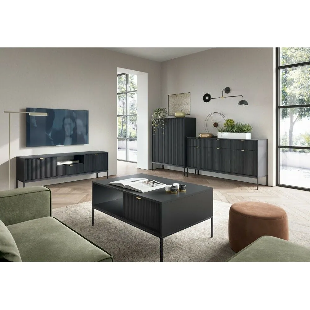 BA-IK103517-5 Moderni TV spintelė su mediniais paviršiais ir lentynomis