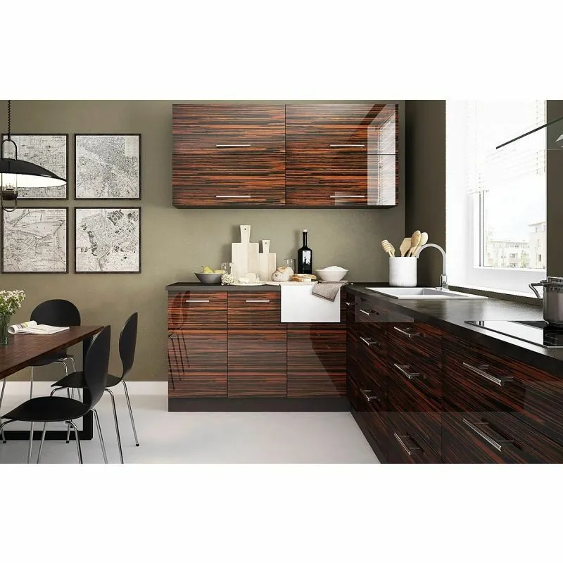 BA-KB100043-18 Modernus virtuvės komplektas 240 cm su pilkais fasadais