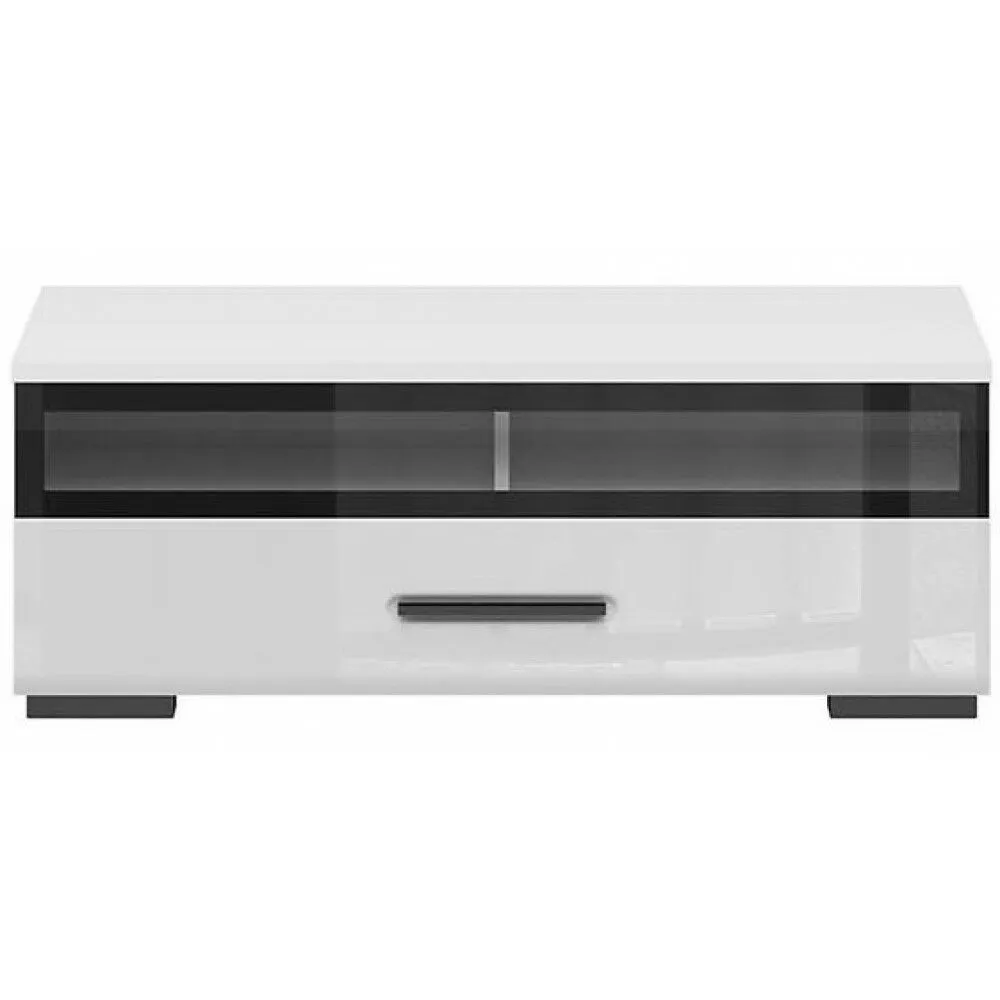 BA-SG100275-2 Moderni balta TV spintelė ASEN su stalčiumi ir lentynomis