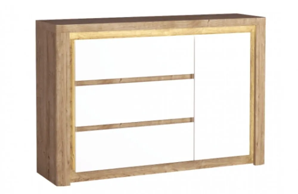 BA-SG101479-2 Moderni balta komoda SG101479 su erdviomis stalčių rankenomis