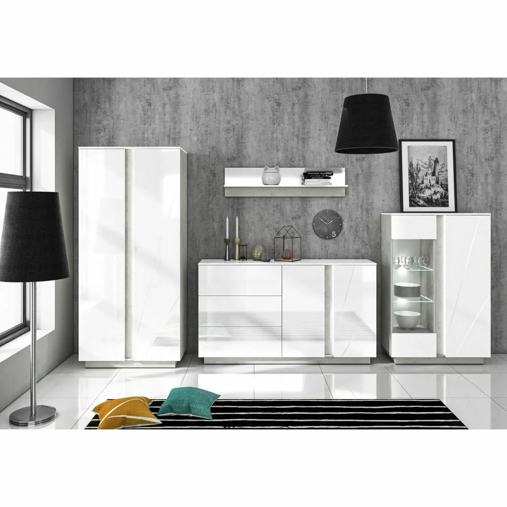 BA-SG101540-6 Moderni balta spintelė LUMENS 02 su juodomis kojelėmis