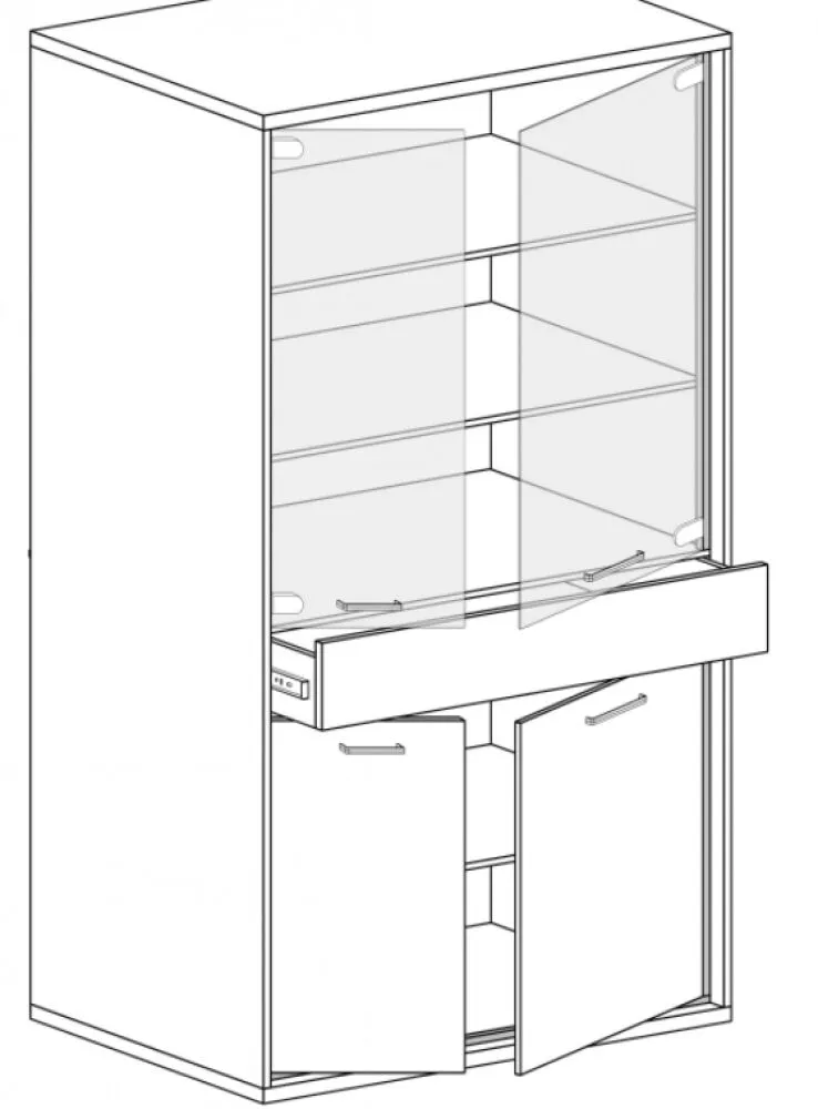 BA-SG101697-5 Moderni vitrina SG101697 su stiklinėmis durelėmis ir lentynomis