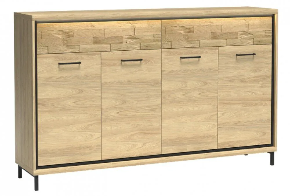 BA-SG101702-5 Moderni balta komoda su stalčiais ir dekoratyviomis durelėmis
