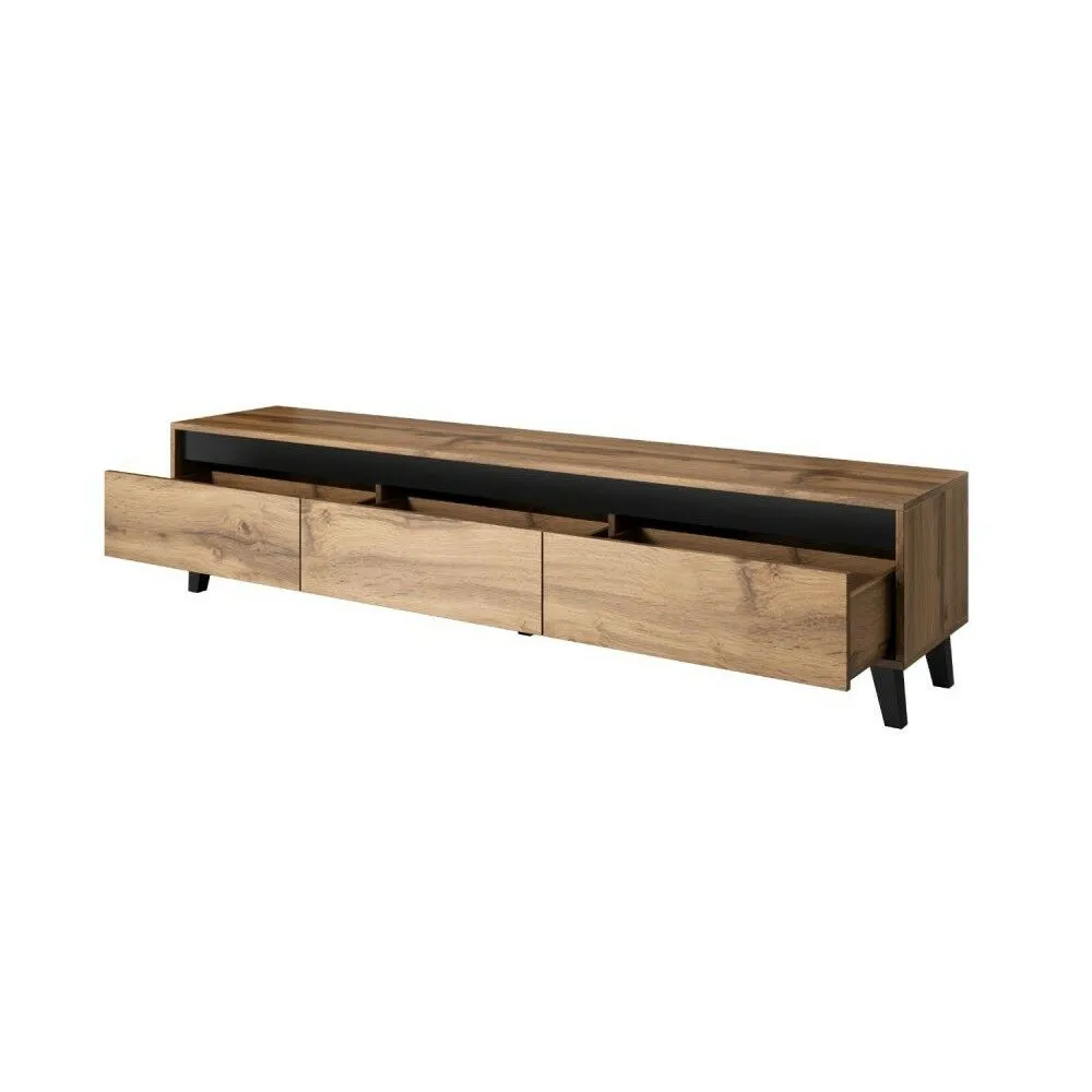 BA-SG101834-3 Moderni TV spintelė NORD su medžio dekoru ir lentynomis