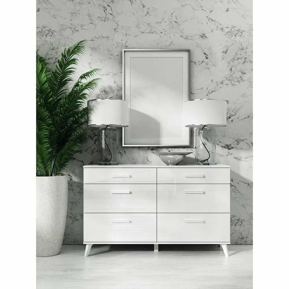 BA-SG102341-4 Moderni balta komoda SECCO su talpiais stalčiais