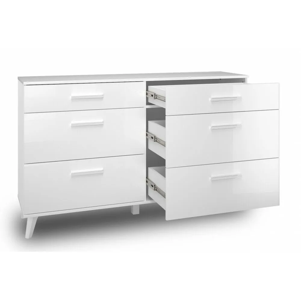 BA-SG102342-3 Moderni balta komoda SECCO su dekoratyvinėmis durelėmis