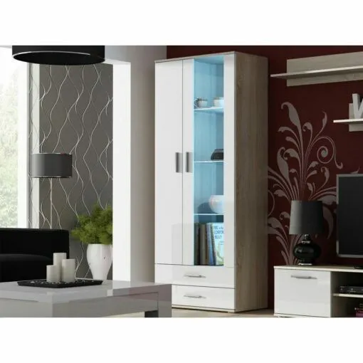 Vitrina SOHO S6 2D2S ąžuolas sonoma-balta