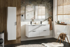 Komplektas 120 cm su praustuvu SKY, spintelė aukšta ir veidrodžiu