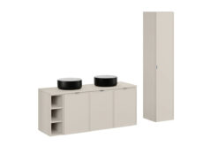 Komplektas 140 cm su stalviršiu, praustuvai Simple ir spintelė aukšta