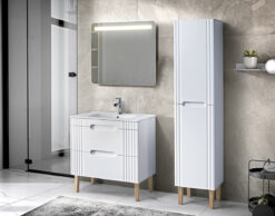 Komplektas 80 cm su praustuvu , spintelė aukšta ir veidrodžiu
