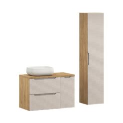 Komplektas 90cm su stalviršiu , praustuvu Nika ir spintelė