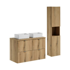 Komplektas 100cm su stalviršiu , 2 praustuvai Gaja ir spintelė