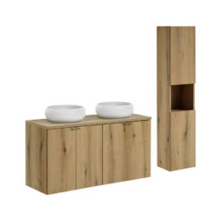 Komplektas 120cm su stalviršiu , 2 praustuvai Wiki ir spintelė