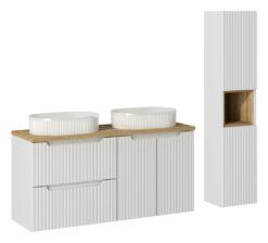 Komplektas 120 cm su praustuvu m ir spintelė aukšta
