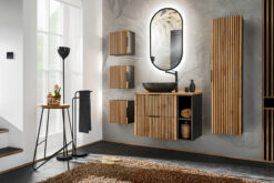Komplektas 80 cm su praustuvu , spintelė aukšta ir veidrodžiu
