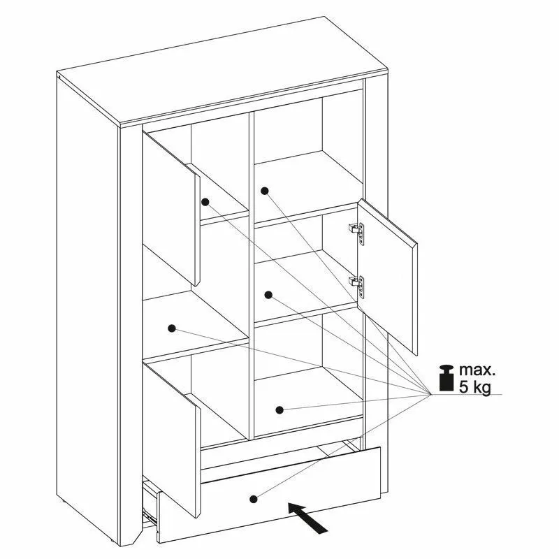 BA-GS125613-2 Moderni komoda Angel 31 su elegantišku minimalistiniu dizainu