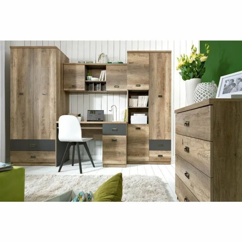 BA-RW100140-4 Spinta Malcolm su lentynomis ir moderniu dizainu