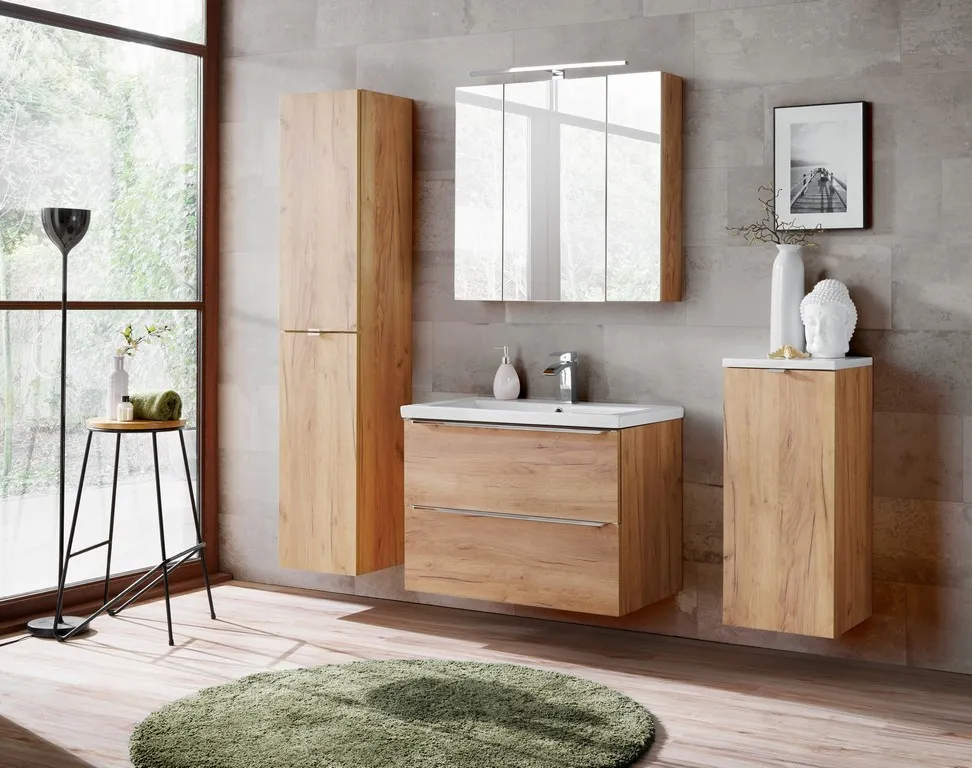 103 Moderni Capri Oak vonios spintelė praustuvui su medžio tekstūra